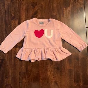Baby GAP ❤️U pink ruffle sweater, valentine, 12-18 months